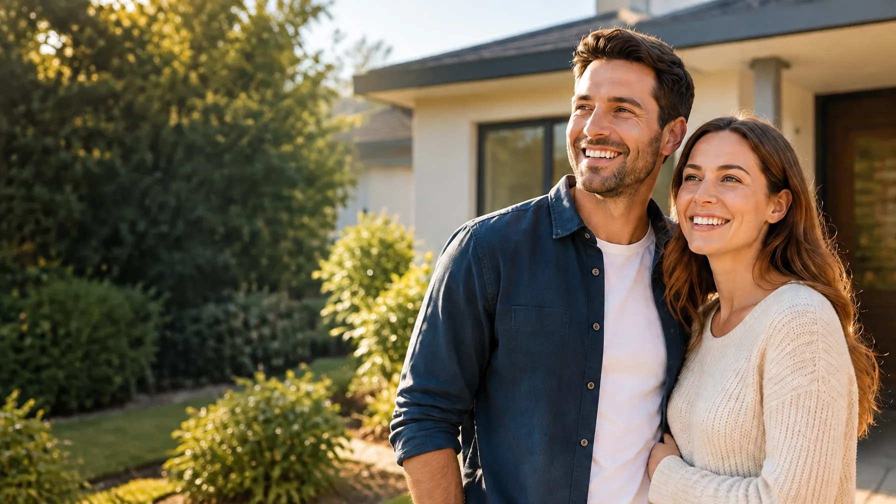 A couple celebrating their new home in Australia